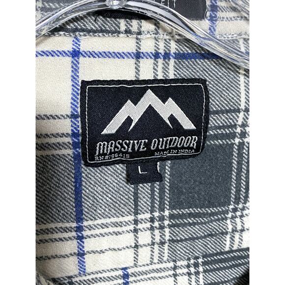 Massive Outdoor Plaid Flannel Slim Fit Button Shirt Mens L Lumberjack Western - Picture 5 of 7